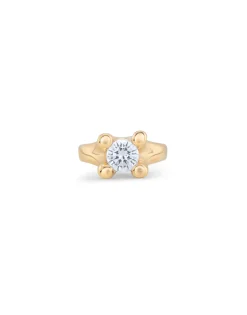 Anillo bañado en oro doble circonita blanca mujer