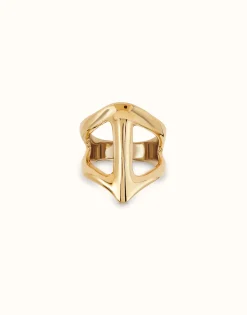 Anillo bañado en oro 18K con forma de mantarraya