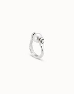 Anillo bañado en plata de ley con perla