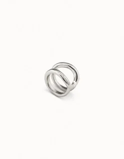 Anillo curvilíneo bañado en plata de ley