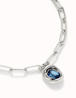Cadena bañada en plata de ley con eslabones y cristal azul