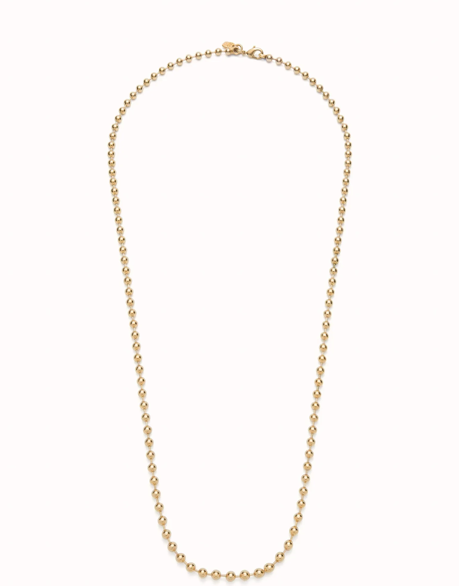 Cadena larga de bolas bañada en oro 18k.