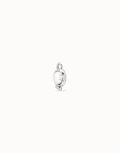 Charm de piercing bañado en plata de ley de círculo y perla