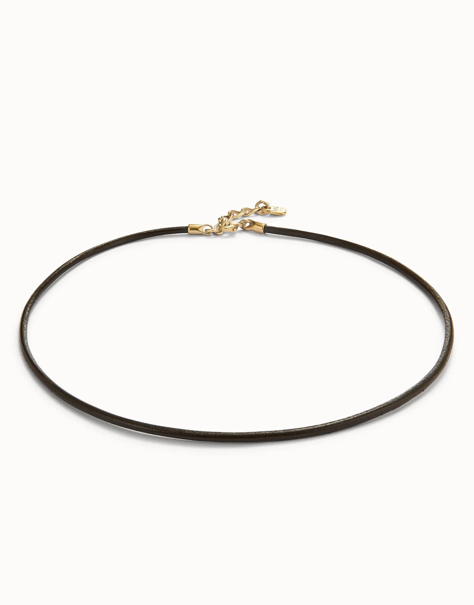 Colgante de cuero negro concierre bañado en oro de 18k
