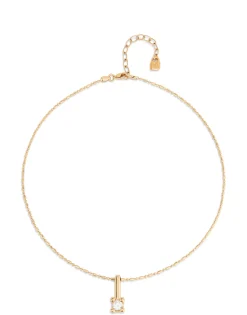 Collar bañado en oro 18k y circonita central blanca