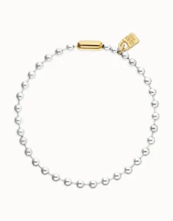 Collar de bolas bañado en plata con detalles bañados en oro 18k