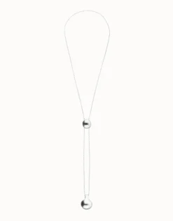Collar de cadena bañada en plata de ley regulable con dos pesos