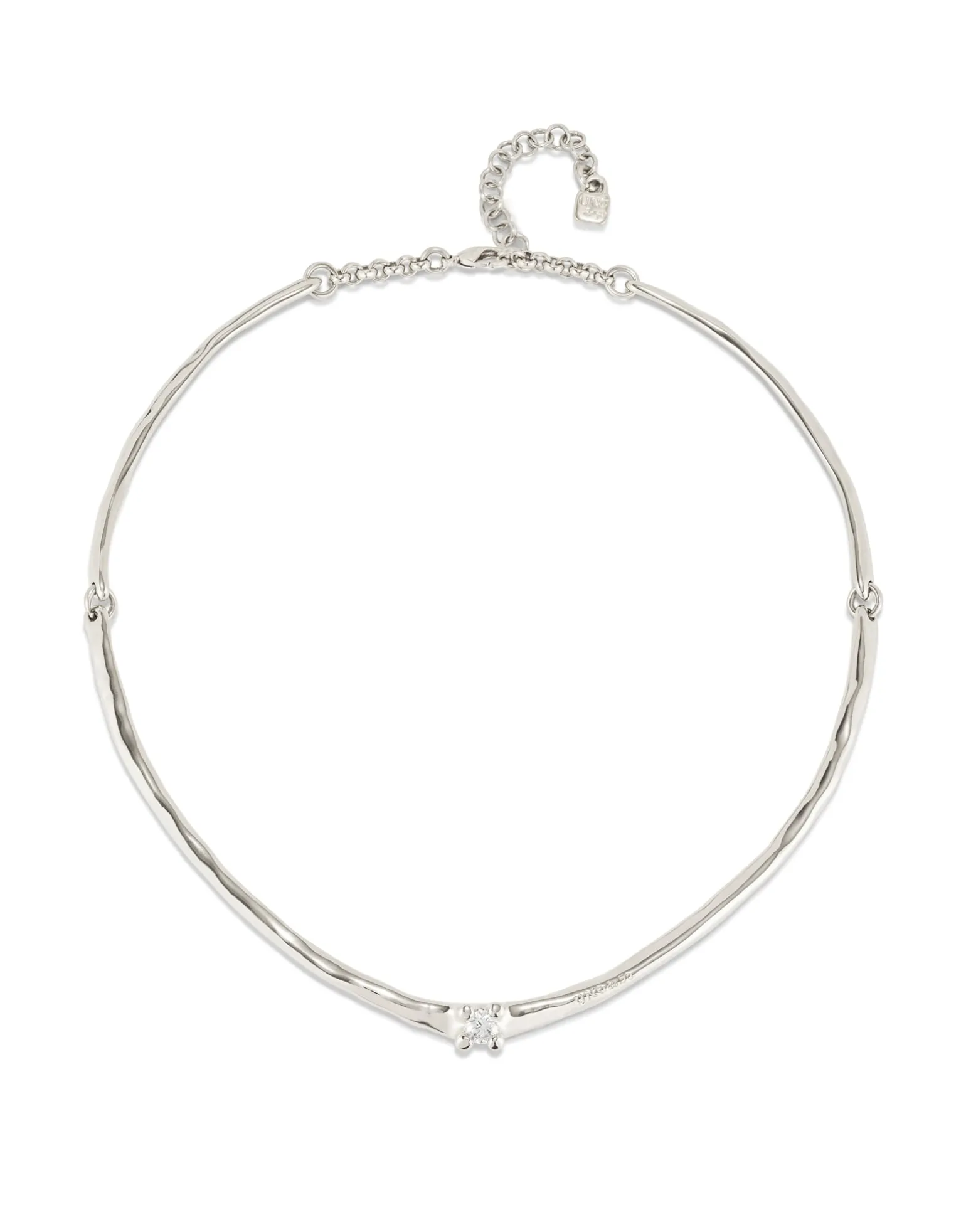 Collar rígido bañado en plata de ley y circonita blanca