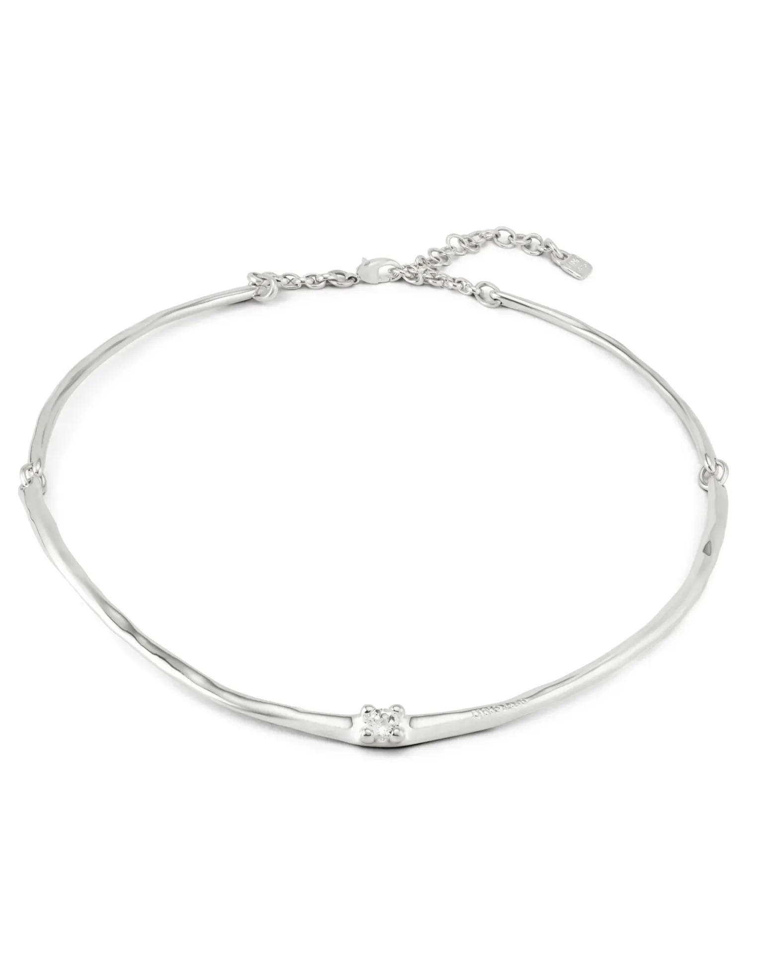 Collar rígido bañado en plata de ley y circonita blanca