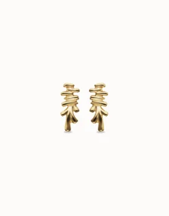 Pendientes alargados bañados en oro 18k y forma irregular