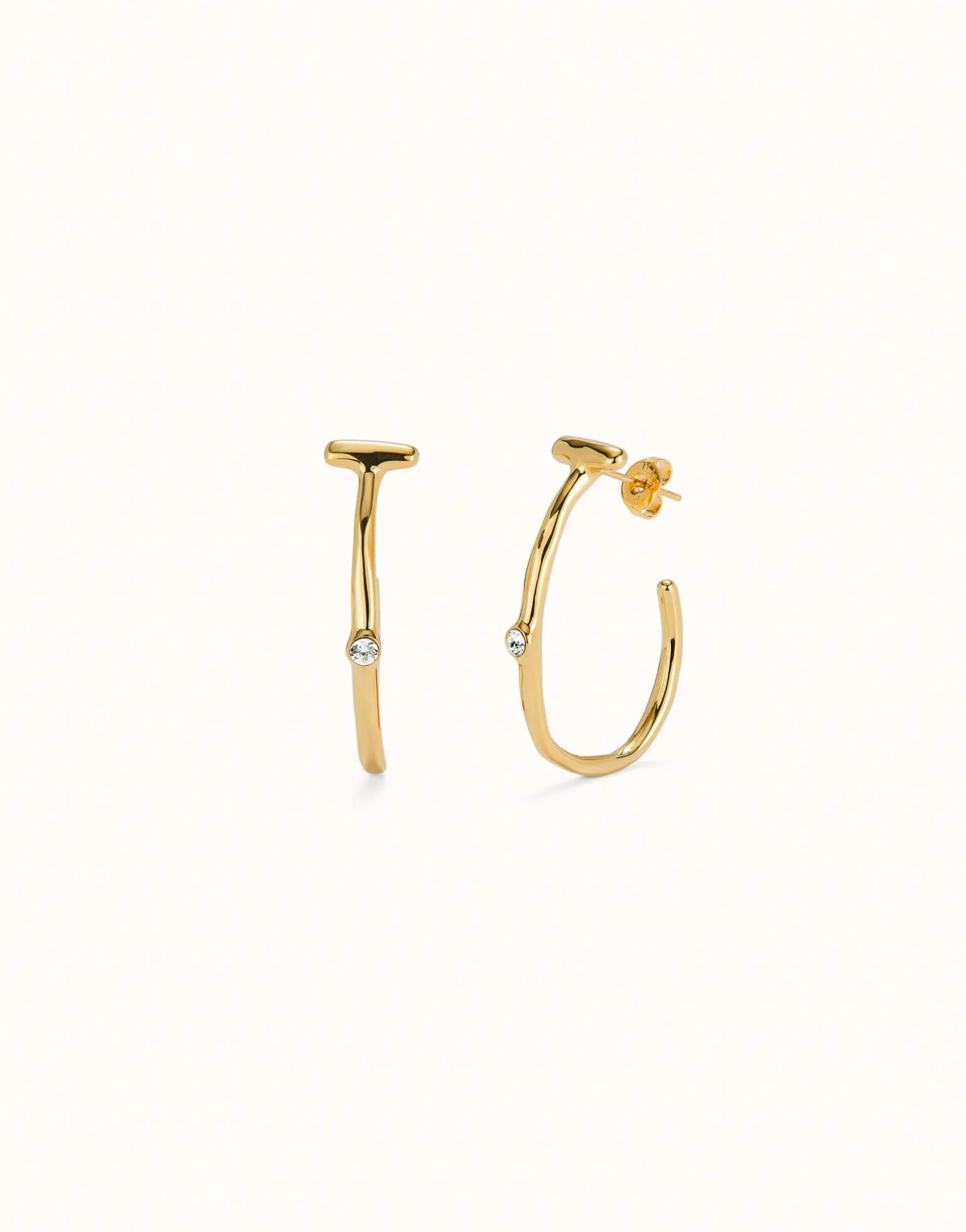 Pendientes aro bañado en oro 18k con topacio blanco
