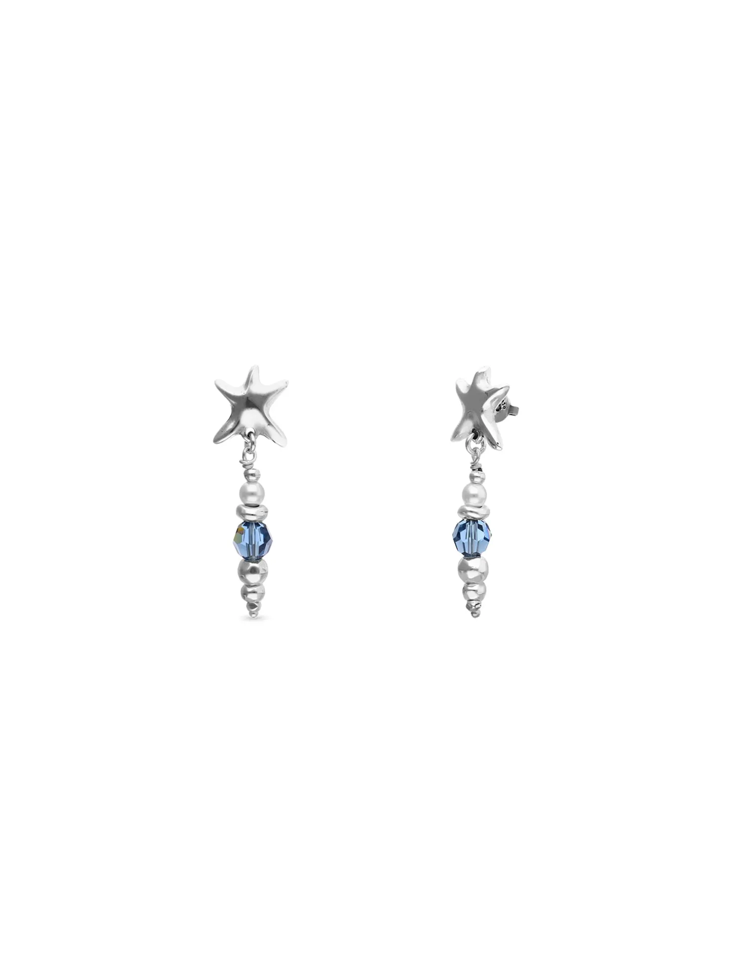 Pendientes largos con cristales y estrella de mar