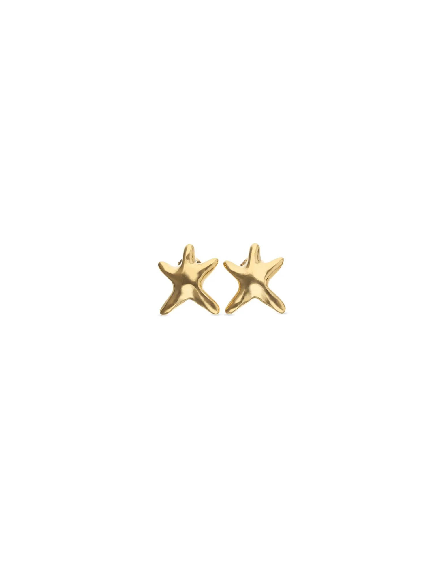Pendientes pequeños bañado en oro estrellas de mar