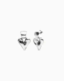 Pendientes pequeños de corazón bañado en plata de ley