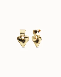 Pendientes pequeños de corazón bañado en oro 18k