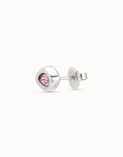 Piercing bañado en plata de ley con cristal rosa mujer