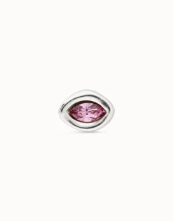 Piercing bañado en plata de ley con cristal rosa mujer