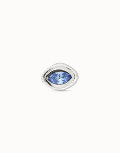 Piercing bañado en plata de ley con cristal azul mujer