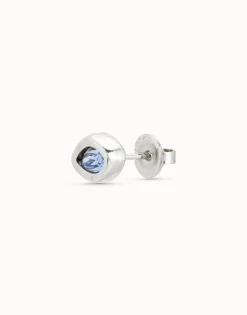Piercing bañado en plata de ley con cristal azul mujer