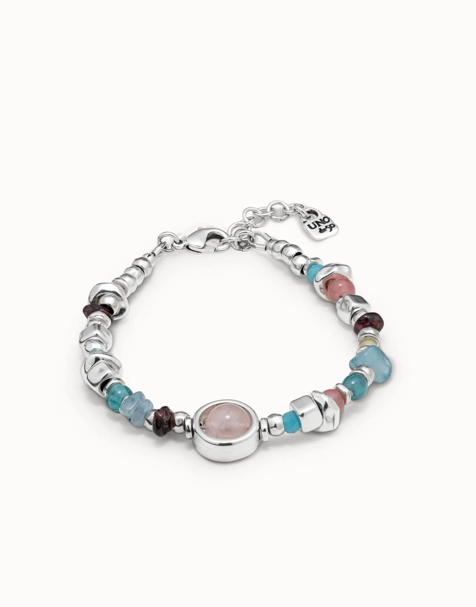 Pulsera bañada en plata de ley con piedras y cristales