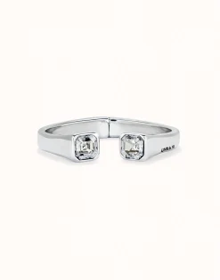 Pulsera bañada en plata de ley con cristal blanco