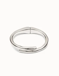 Pulsera bañada en plata de ley con forma de túbulo y muelle oculto