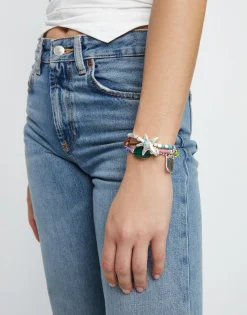Pulsera bañada en plata y piedras de resina
