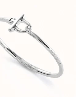 Pulsera con cierre frontal bañada en plata de ley con topacio blanco