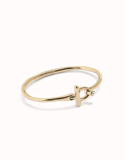 Pulsera con cierre frontal bañada en oro 18k con topacio blanco