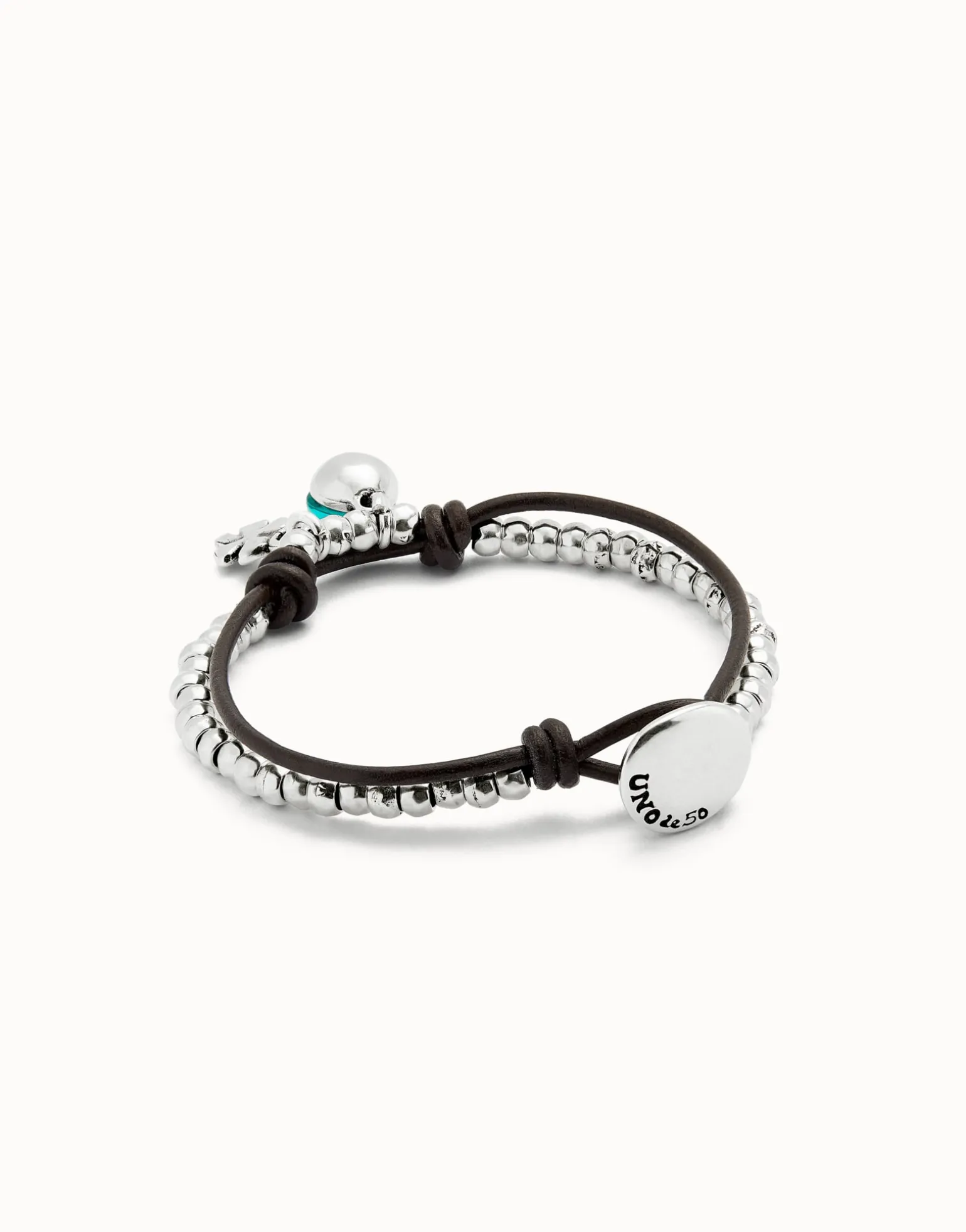 Pulsera de bolas bañadas en plata de ley con cristal de murano verde