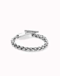 Pulsera de cadena bañada en plata de ley con pieza ajustable central