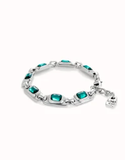 Pulsera de plata de ley con cristales verdes