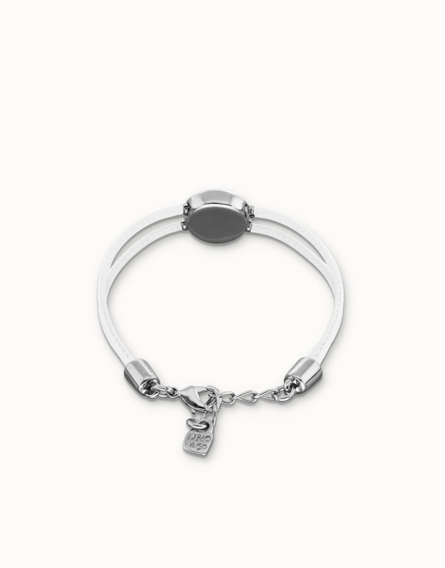Pulsera doble de cuero blanco con ojo bañado en plata de ley