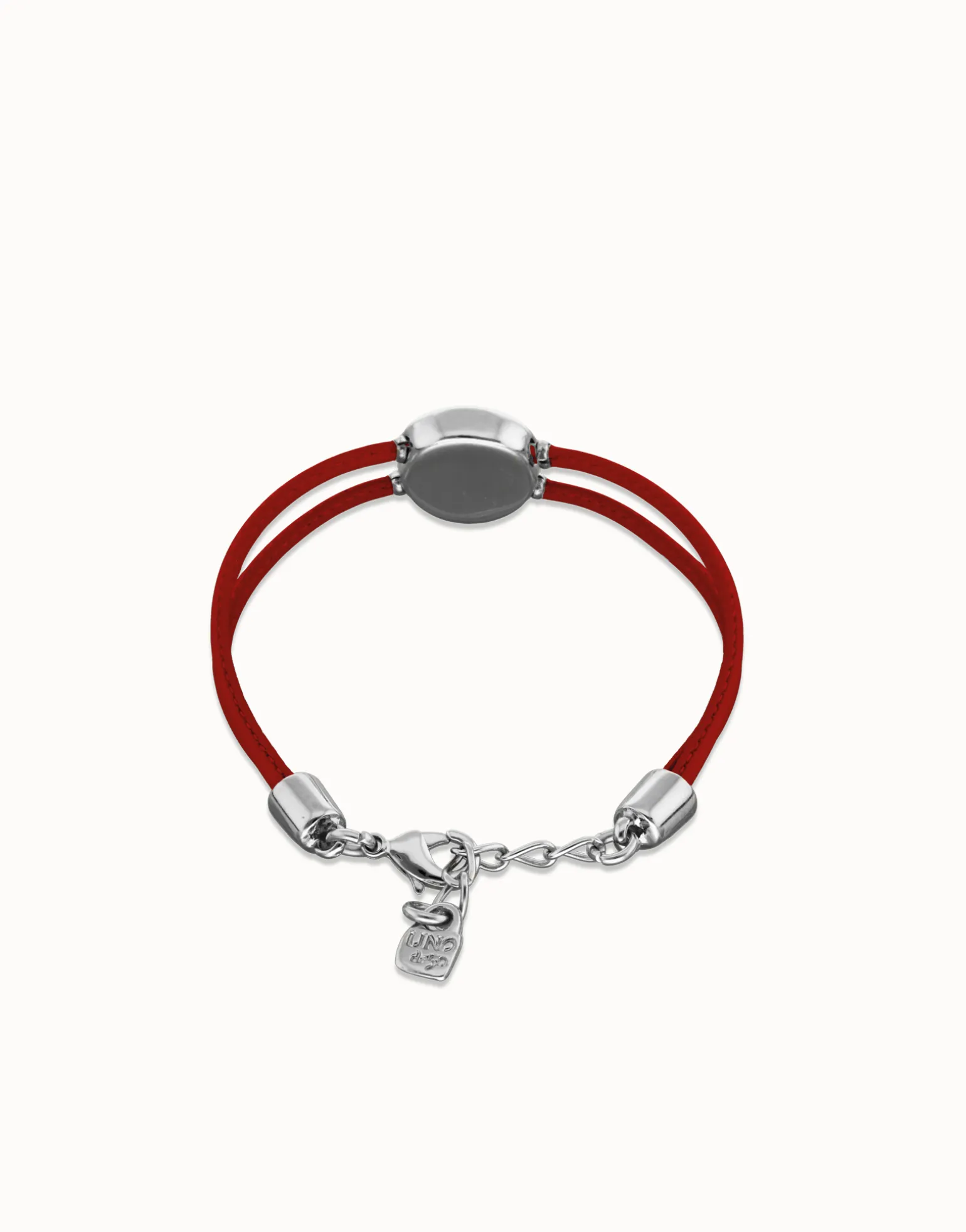 Pulsera doble de cuero rojo con ojo bañado en plata de ley