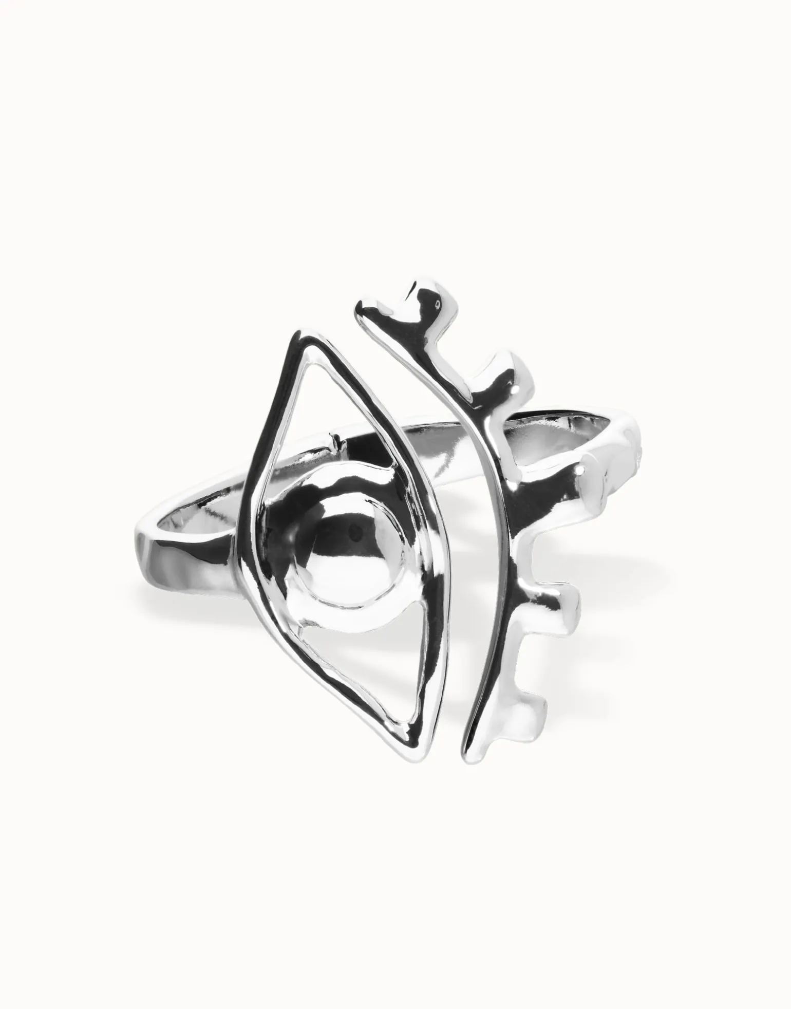Pulsera rígida bañada en plata con detalle de ojo