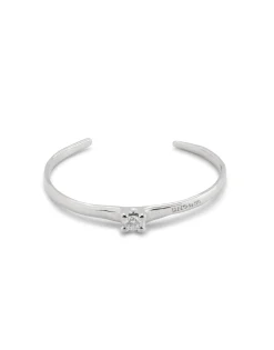 Pulsera rígida bañada en plata de ley con circonita blanca