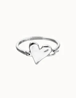 Pulsera semirrígida bañada en plata de ley con detalle de corazón