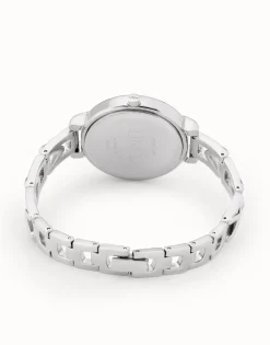 Reloj bañado en plata de ley con correa metálica y esfera redonda con interior blanco